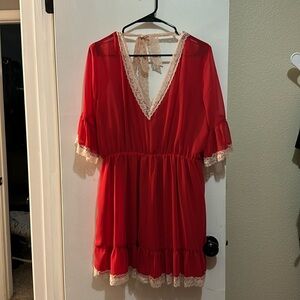 BCBG Red Lace Trim Dress